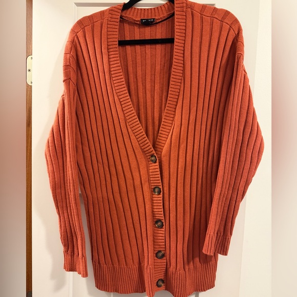 Orange Ribbed Cardigan - Picture 2 of 4
